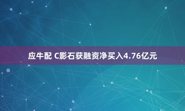 应牛配 C影石获融资净买入4.76亿元